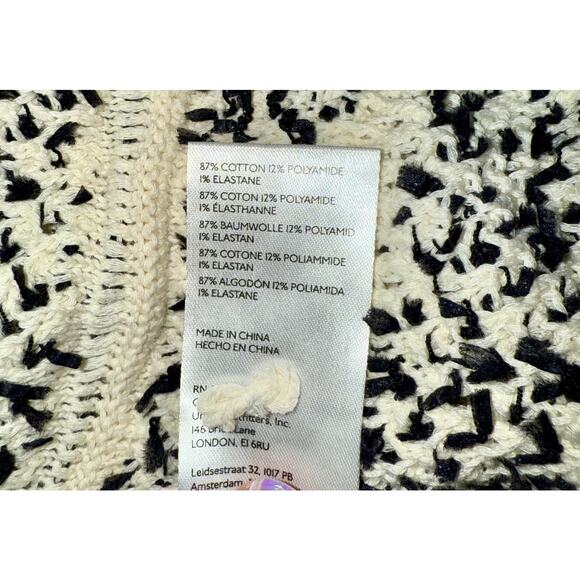 Anthropologie cream black sweater tank ruffle sleeves keyhole back SZ XL P - Picture 7 of 9